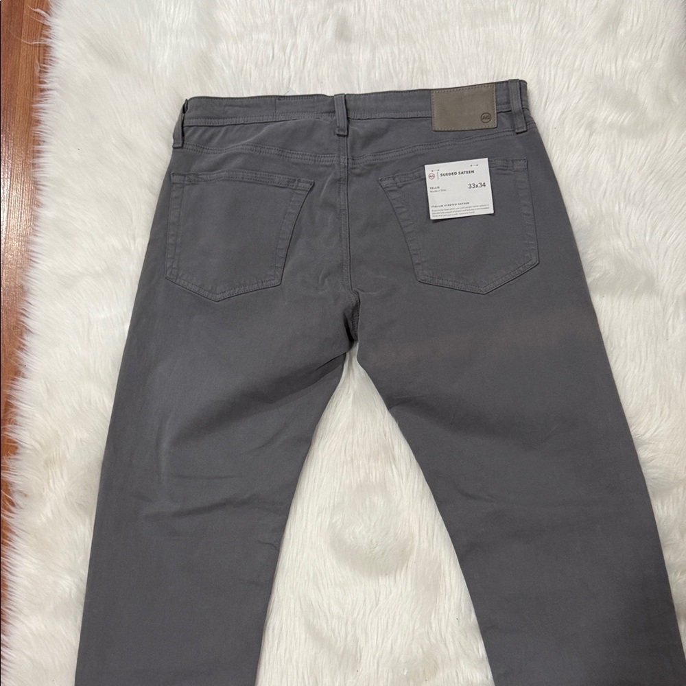 AG Adriano Goldschmied Men's Charcoal Slim Straight Jeans